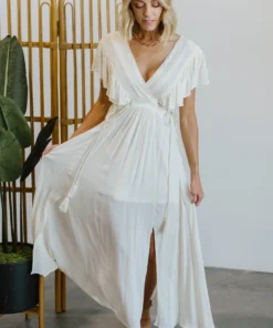 BB Custom Jennifer Deep V Maxi Dress | Ivory 16 BB Custom Jennifer Deep V Maxi Dress | Ivory