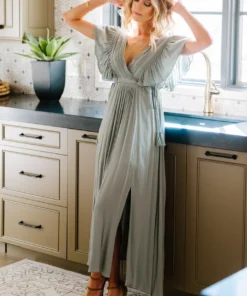 BB Custom Jennifer Deep V Maxi Dress | Sage Dresses