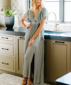 BB Custom Jennifer Deep V Maxi Dress | Sage Dresses