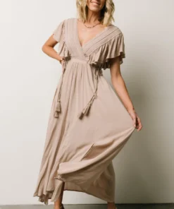 BB Custom Jennifer Deep V Maxi Dress | Sand 24 BB Custom Jennifer Deep V Maxi Dress | Sand