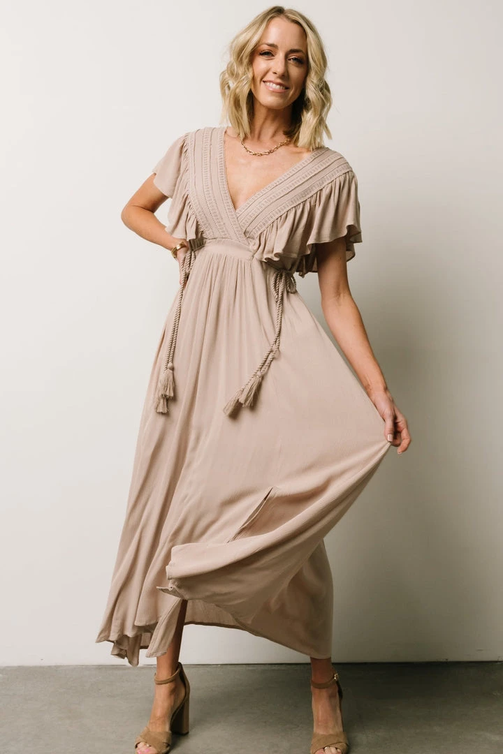 BB Custom Jennifer Deep V Maxi Dress | Sand 10 BB Custom Jennifer Deep V Maxi Dress | Sand