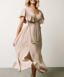 BB Custom Jennifer Deep V Maxi Dress | Sand 17 BB Custom Jennifer Deep V Maxi Dress | Sand