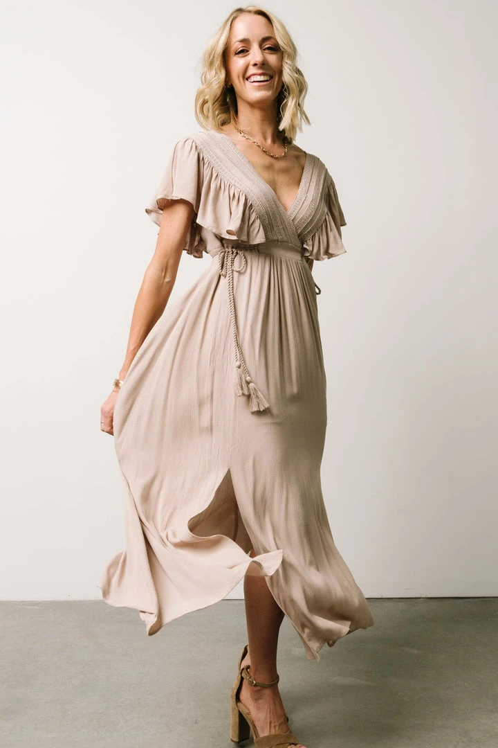 BB Custom Jennifer Deep V Maxi Dress | Sand 3 BB Custom Jennifer Deep V Maxi Dress | Sand