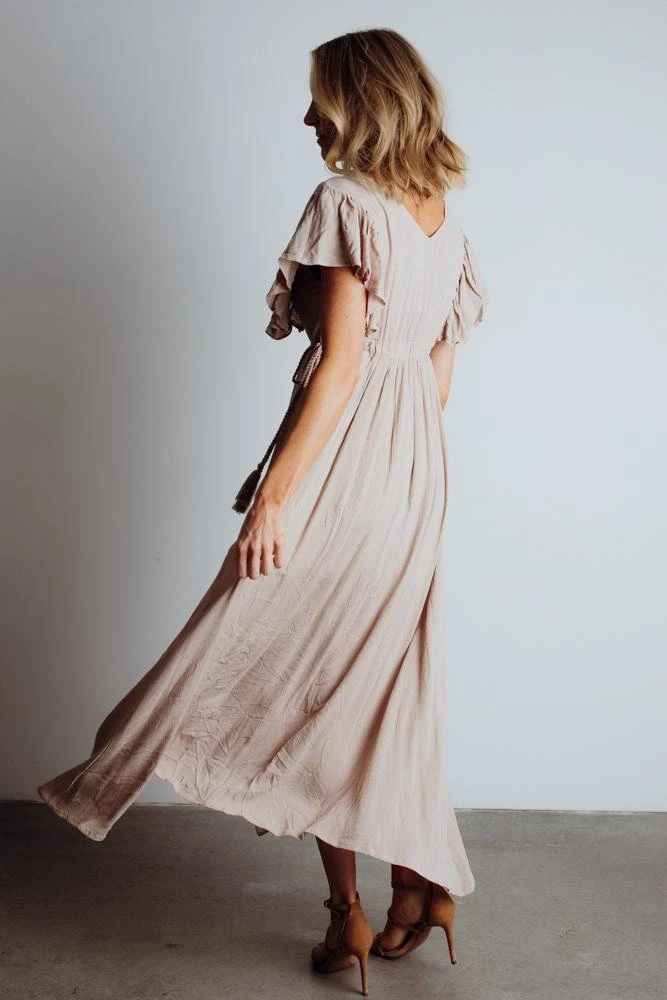 BB Custom Jennifer Deep V Maxi Dress | Sand 12 BB Custom Jennifer Deep V Maxi Dress | Sand