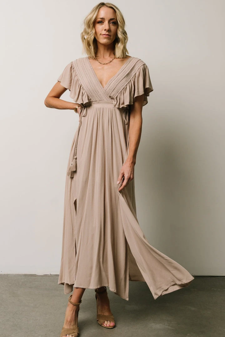 BB Custom Jennifer Deep V Maxi Dress | Sand 8 BB Custom Jennifer Deep V Maxi Dress | Sand