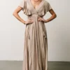 BB Custom Jennifer Deep V Maxi Dress | Sand