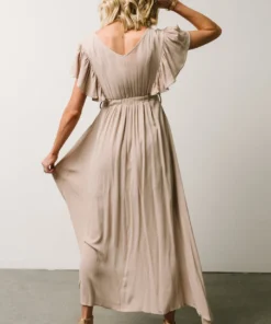 BB Custom Jennifer Deep V Maxi Dress | Sand 20 BB Custom Jennifer Deep V Maxi Dress | Sand