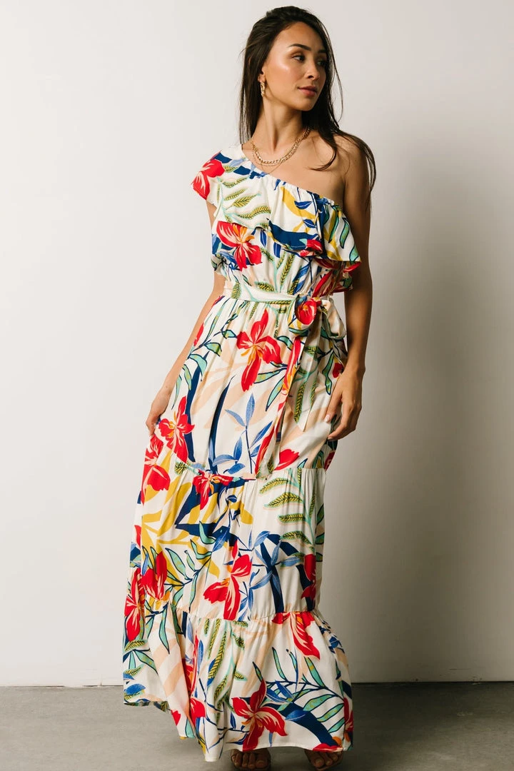 FT Jillian One Shoulder Maxi Dress | Multi Print Dresses 5 FT Jillian One Shoulder Maxi Dress | Multi Print Dresses