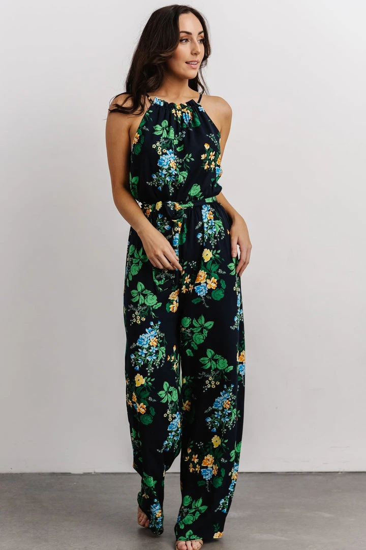 SL Jolene Halter Neck Jumpsuit | Navy Multi Floral 3 SL Jolene Halter Neck Jumpsuit | Navy Multi Floral