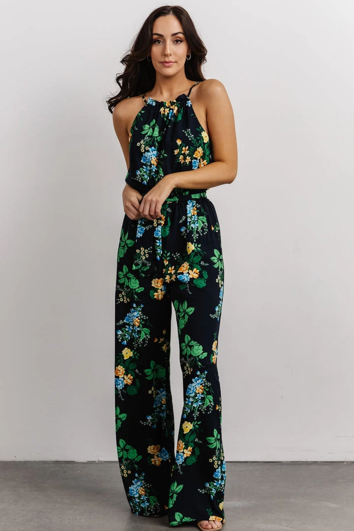 SL Jolene Halter Neck Jumpsuit | Navy Multi Floral 4 SL Jolene Halter Neck Jumpsuit | Navy Multi Floral