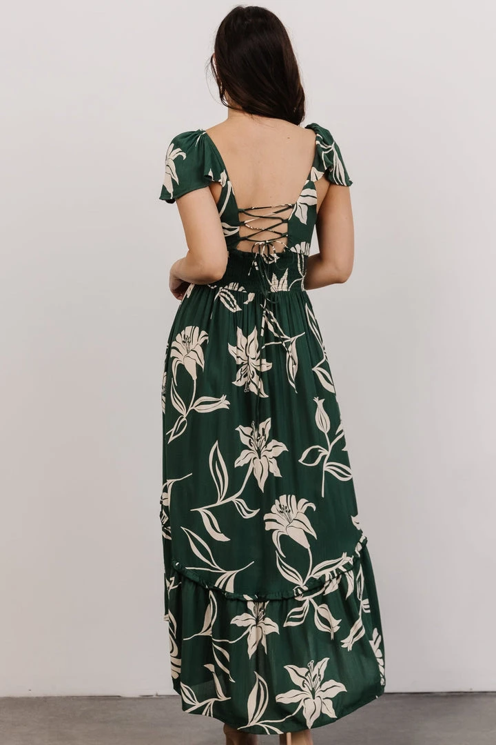 ANG Dresses Jolie Ruffle Midi Dress | Green Floral 3 ANG Dresses Jolie Ruffle Midi Dress | Green Floral