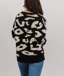HAY Jonas Animal Print Sweater | Black + Cream 14 HAY Jonas Animal Print Sweater | Black + Cream