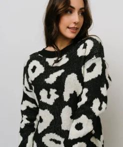 HAY Jonas Animal Print Sweater | Black + Cream 21 HAY Jonas Animal Print Sweater | Black + Cream