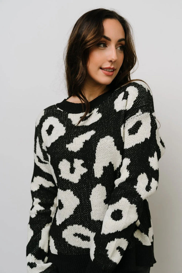 HAY Jonas Animal Print Sweater | Black + Cream 11 HAY Jonas Animal Print Sweater | Black + Cream