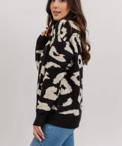 HAY Jonas Animal Print Sweater | Black + Cream 15 HAY Jonas Animal Print Sweater | Black + Cream