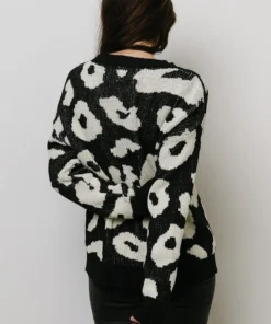 HAY Jonas Animal Print Sweater | Black + Cream 18 HAY Jonas Animal Print Sweater | Black + Cream