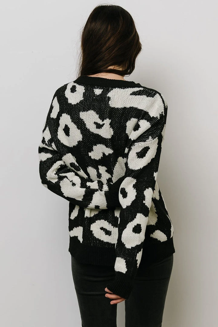 HAY Jonas Animal Print Sweater | Black + Cream 8 HAY Jonas Animal Print Sweater | Black + Cream