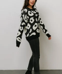 HAY Jonas Animal Print Sweater | Black + Cream 17 HAY Jonas Animal Print Sweater | Black + Cream