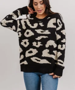 HAY Jonas Animal Print Sweater | Black + Cream 16 HAY Jonas Animal Print Sweater | Black + Cream
