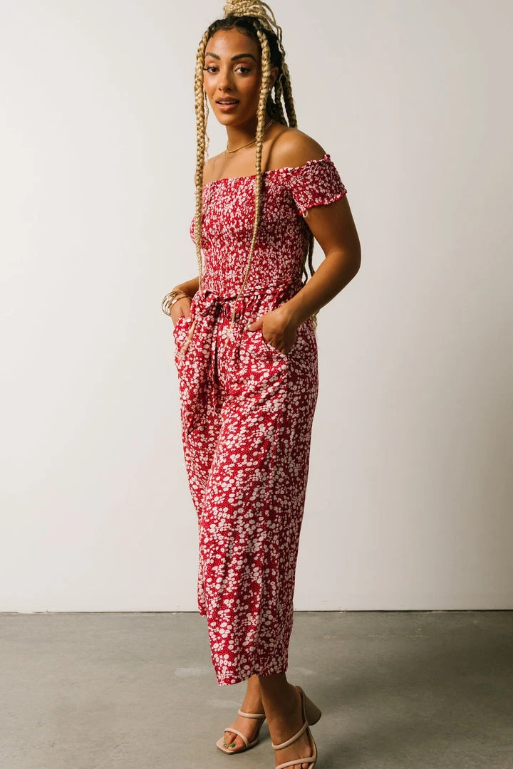 AK Jonni Smocked Jumpsuit | Red Floral Vacation 3 AK Jonni Smocked Jumpsuit | Red Floral Vacation