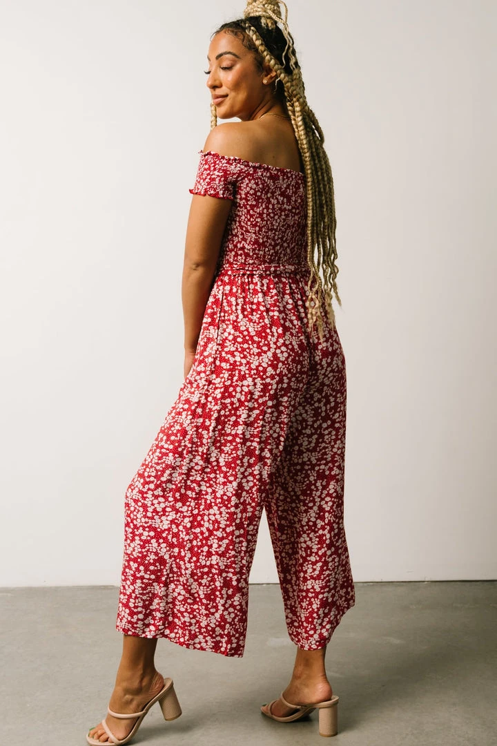 AK Jonni Smocked Jumpsuit | Red Floral Vacation 2 AK Jonni Smocked Jumpsuit | Red Floral Vacation