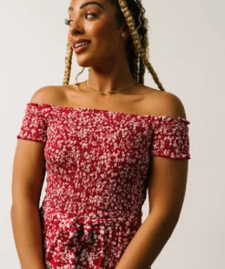 AK Jonni Smocked Jumpsuit | Red Floral Vacation 13 AK Jonni Smocked Jumpsuit | Red Floral Vacation