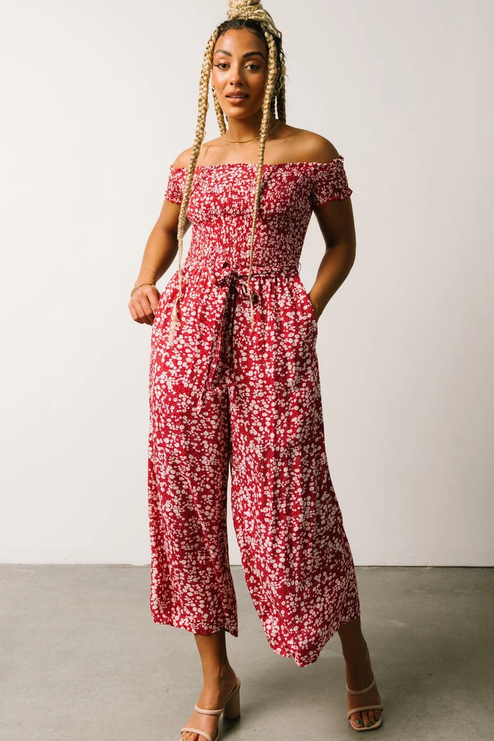 AK Jonni Smocked Jumpsuit | Red Floral Vacation 8 AK Jonni Smocked Jumpsuit | Red Floral Vacation