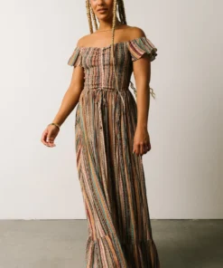 DD Journey Boho Stripe Maxi Dress | Mocha Print Dresses
