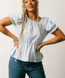 HAY Tops Jules Smocked Top | Light Blue 11 HAY Tops Jules Smocked Top | Light Blue