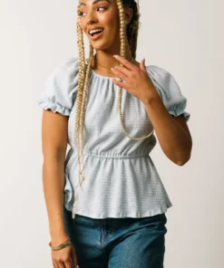 HAY Tops Jules Smocked Top | Light Blue 13 HAY Tops Jules Smocked Top | Light Blue