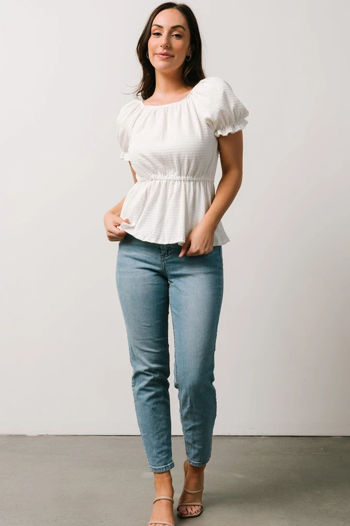 HAY Jules Smocked Top | Off White 4 HAY Jules Smocked Top | Off White