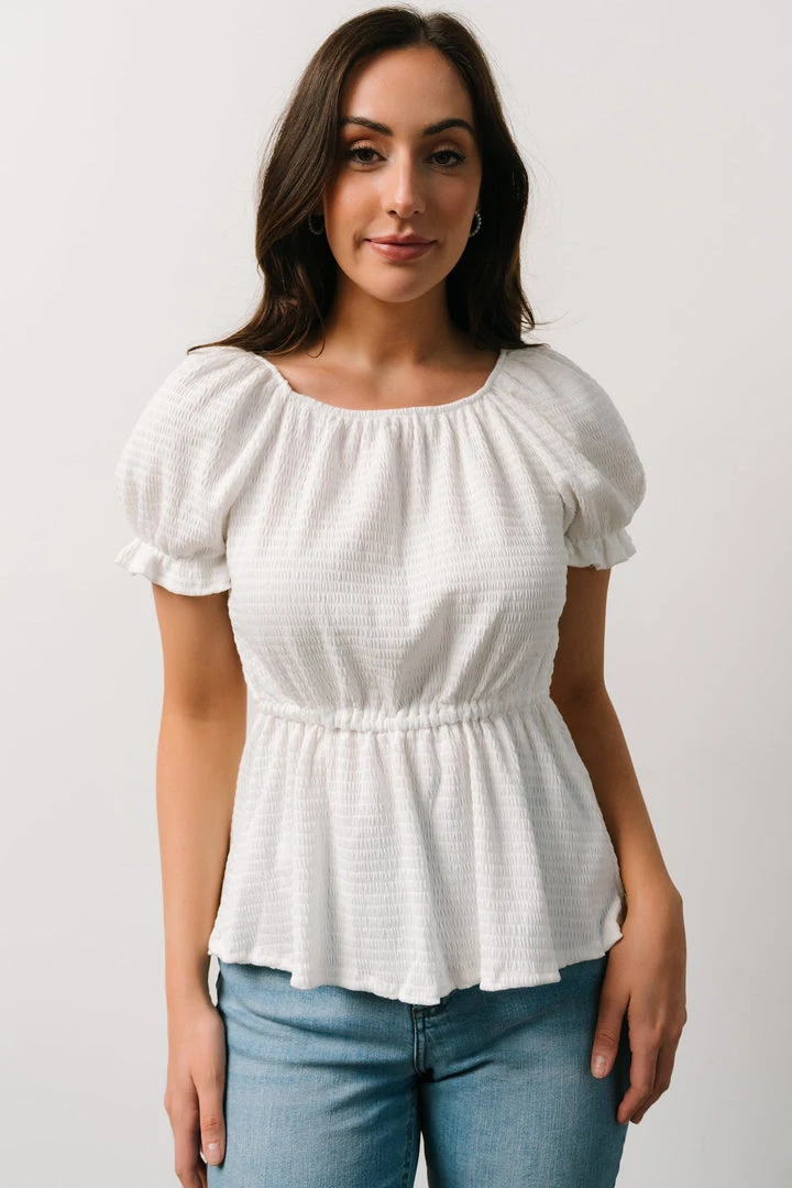 HAY Jules Smocked Top | Off White 1 HAY Jules Smocked Top | Off White
