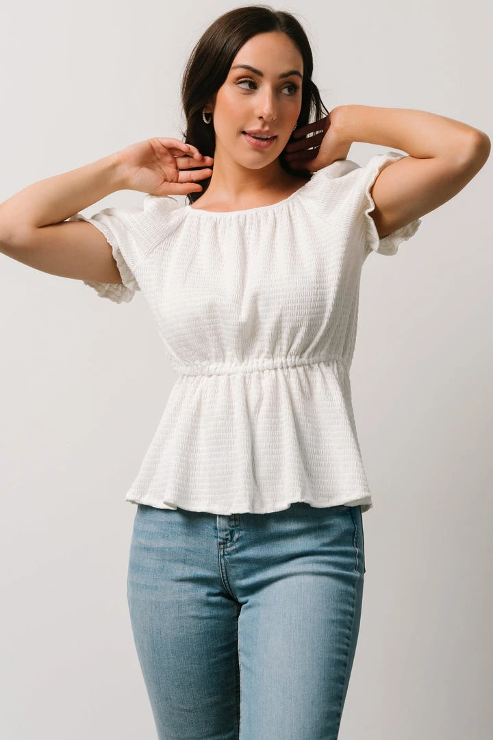 HAY Jules Smocked Top | Off White 3 HAY Jules Smocked Top | Off White