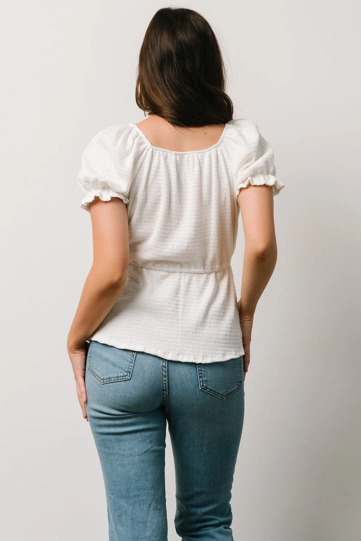 HAY Jules Smocked Top | Off White 7 HAY Jules Smocked Top | Off White