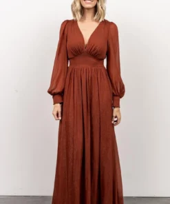 RR Juliette Shimmer Maxi Dress | Rust Dresses