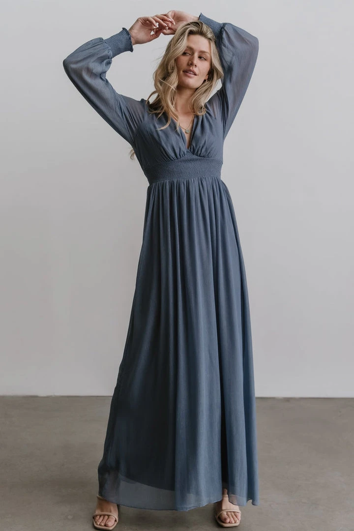 RR Juliette Shimmer Maxi Dress | Slate Blue 2 RR Juliette Shimmer Maxi Dress | Slate Blue