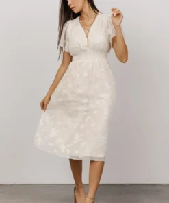 RR June Smocked Midi Dress | Vintage Cream