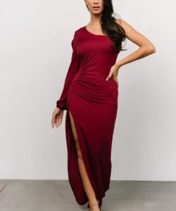 DD Karis One Shoulder Maxi Dress | Burgundy