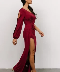 DD Karis One Shoulder Maxi Dress | Burgundy