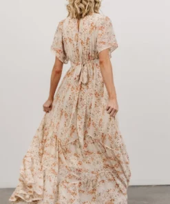 BB Custom Dresses Katherine Maxi Dress | Cream + Rust Floral