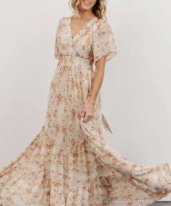 BB Custom Dresses Katherine Maxi Dress | Cream + Rust Floral