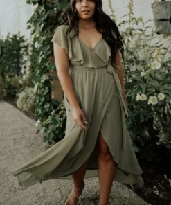 BB Custom Katya Ruffle Maxi Dress | Dusty Olive