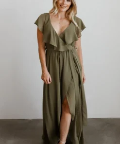 BB Custom Katya Ruffle Maxi Dress | Dusty Olive