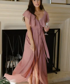 BB Custom Katya Ruffle Maxi Dress | Dusty Pink Dresses