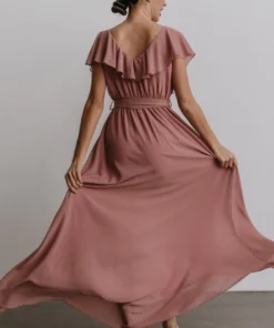 BB Custom Katya Ruffle Maxi Dress | Dusty Pink Dresses