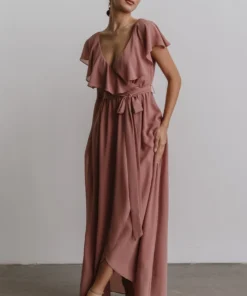 BB Custom Katya Ruffle Maxi Dress | Dusty Pink Dresses