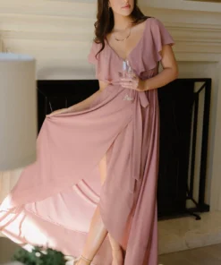 BB Custom Katya Ruffle Maxi Dress | Dusty Pink Dresses