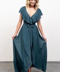 BB Custom Dresses Katya Ruffle Maxi Dress | Dusty Topaz