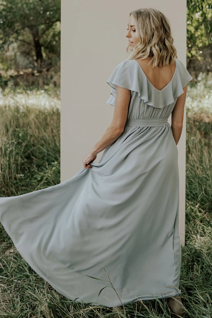 BB Custom Dresses Katya Ruffle Maxi Dress | Light Blue 5 BB Custom Dresses Katya Ruffle Maxi Dress | Light Blue