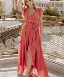 BB Custom Dresses Katya Ruffle Maxi Dress | Rosewood 38 BB Custom Dresses Katya Ruffle Maxi Dress | Rosewood